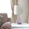 Lalia Home 23.25in Classix Rippled Colored Glass Bedside Desk Lamp with White Fabric Shade, Purple LHT-4006-PR